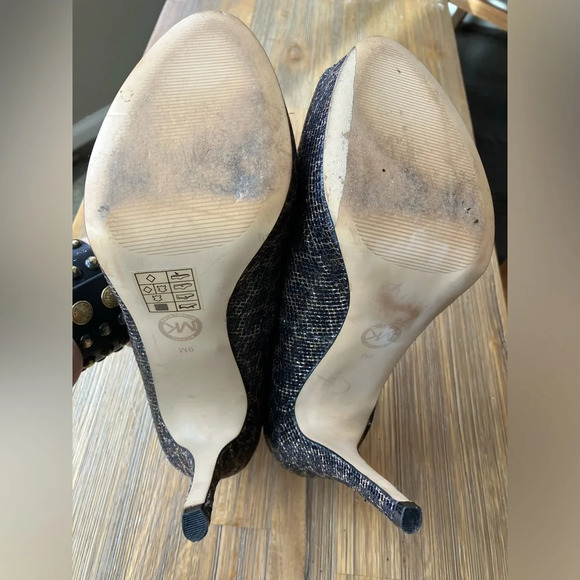 Michael Kors size 9 brown and metallic gold platform peep toe heel EUC - Picture 6 of 8